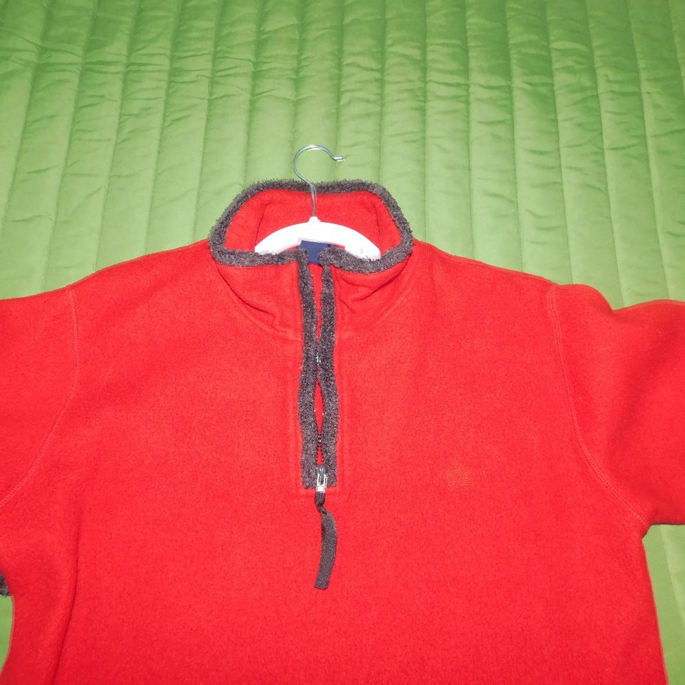 *SHIPS $4.99* Bugle Boy L 1/4 zip fleece red EUC